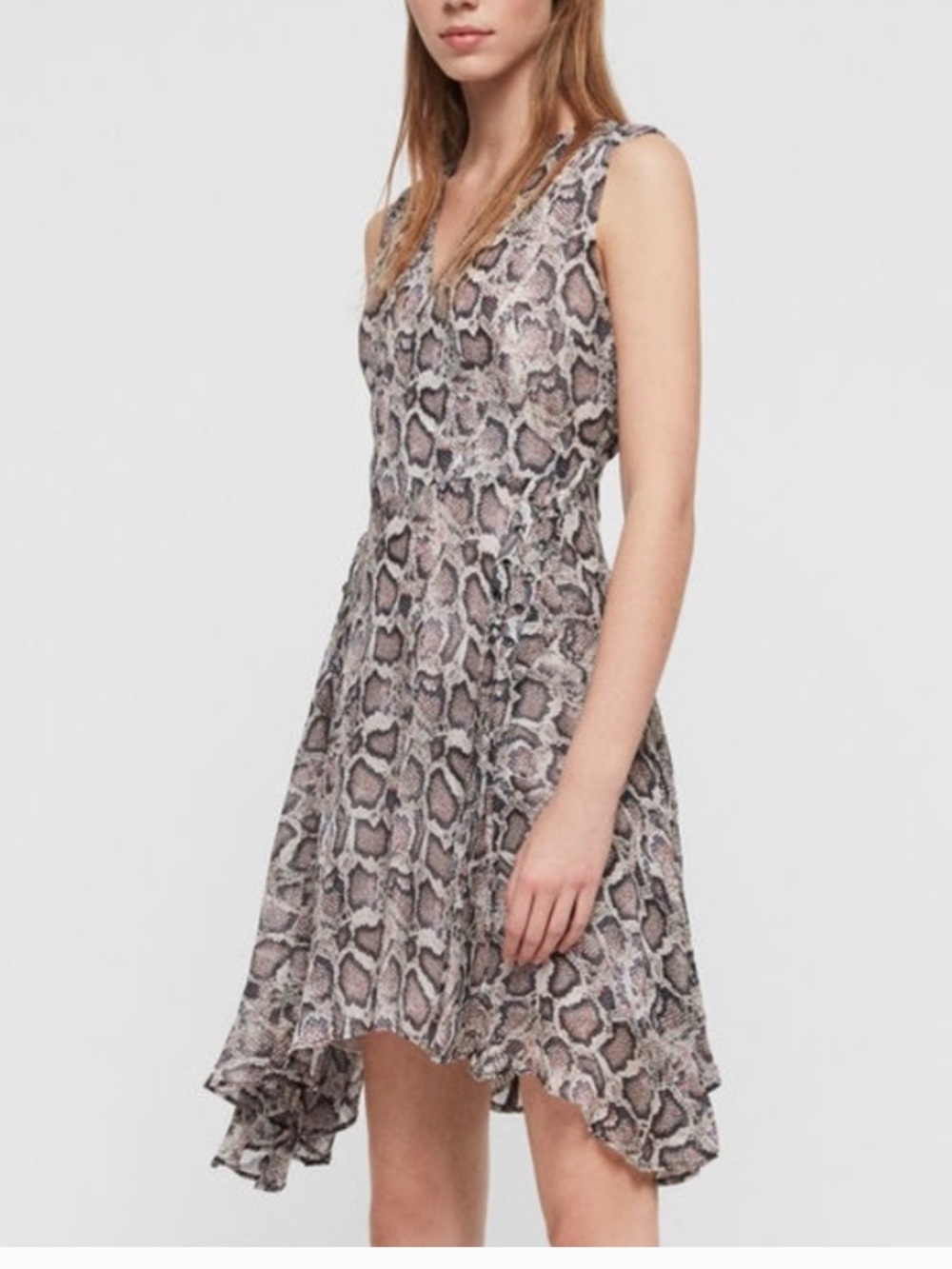 All Saints Asymmetrical Snake Print Dress